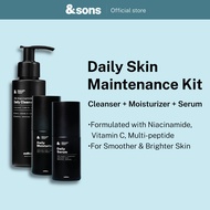 andSons Daily Skin Maintenance Kit for Men | Niacinamide Cleanser + Multi Peptide Moisturiser + Vita