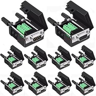 Willwewon 10PCS (5PCS Male 5PCS Female) DB9 Solderless Breakout Connector, RS232 D-SUB DB9 Serial to