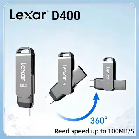 Original Lexar D400 Dual Drive USB 3.2 Flash Drive 256GB Type-C Memory Stick,High Speed 130MB/s Meta