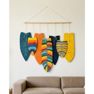 Boho Wall Decor 7 Handmade Hand Painted Wooden Leaves | Wooden Painting Decorating Living Room Cafe