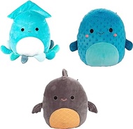 Squishmallows 10" Pufferfish, Squid &amp; Koi Fish 3-Pack Sealife Squad Plush - Official Kellytoy - Collectible Soft &amp; Squishy Sea Fish Stuffed Animal Toy - Gift for Kids, Girls &amp; Boys - Set of 3