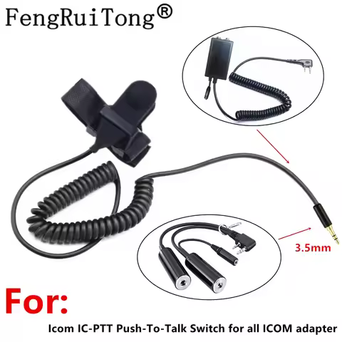 For Icom IC-PTT Push-To-Talk Switch for all ICOM to aviation headphone adapter