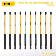 DELI 10 Pcs Impact Screwdriver Set (PH2 / 50mm / 100mm / 150mm / 200mm) DL251050 / DL251100 / DL2511