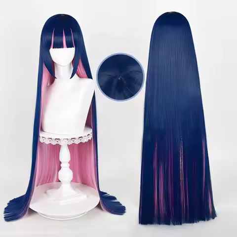 Mixed Blue Pink Hair Long Party Anime Wigs Panty & Stocking With Garterbelt Stocking Anarchy Cosplay