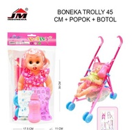 STROLLER boneka BISA DILIPAT  mainan troli dorong boneka bayi reborn