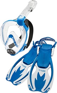 Cressi Junior Snorkeling Kit for Kids Aged 5 to 15 - Full Face Mask + Adjustable Fins + Lightweight 