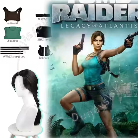 Lara Croft Tomb Raider Full Cosplay Costume Wig Vast Game-Accurate Role Play Bodysuit for Women Hall