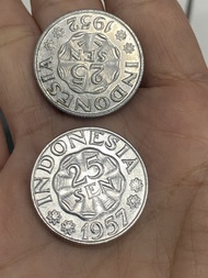 Uang koin 25 sen tahun 1952 asli