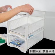 Multi-Layer Stackable File Rack Desktop Shelf Storage Rack A4 Data Rack Office Organize Storage Bask