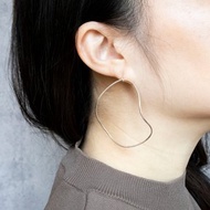 線條大耳環-925銀-手作-純銀耳針-鍍銀耳夾