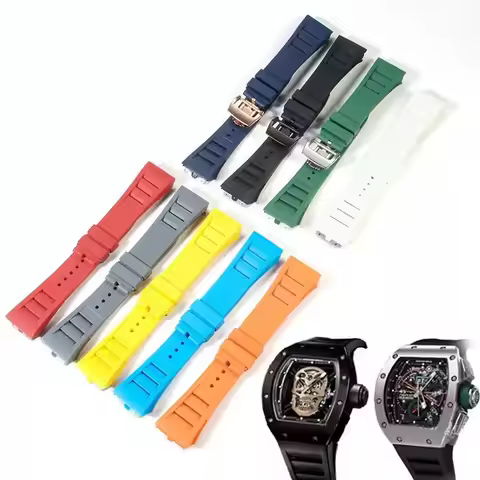 Original Quality Soft Colorful 25mm*20mm Waterproof Natural Rubber Watchband For Richard Mille Watch