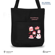 BLACK AESTHETIC BOW COQUETTE TOTEBAG THICK CANVAS TOTEBAG ZIPPER TOTEBAG - CUSTOMIZED [Ver.06]