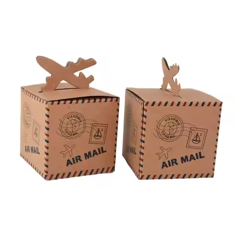 10Pcs Kraft Paper Retro Airpla Candy Gift Box Sweet Ari Mail Wedding Favor Gift Packaging Box Engage