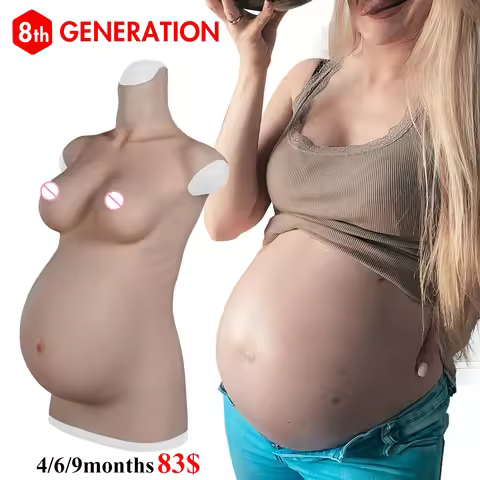 EYUNG 8th Cosplay Fake Pregnant Belly Crossdress Breast Prosthesis Silicone Pregnant Bodysuit False 