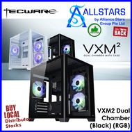(ALLSTARS : DIY PROMO) Tecware VXM2 Dual chamber (Black) MATX case, w/ 3 x Black ARGB Fans (TWCA-VXM2-BKAR) (Warranty 1year on Fans and Switch only)