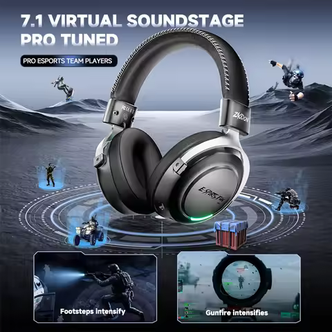New Wireless Gaming Headphone,Bluetooth 6.0,53mm Titanium Drivers,7.1 Virtual Surround Sound,15ms Ze