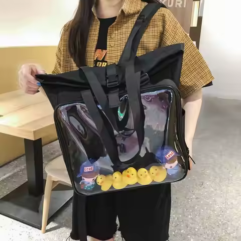 Female Clear Big Ita Bag Backpack With Ducks Large Display Layer School-Bag Women Backpack Girl's It