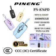 3C Certified Pineng PN-876PD 10000mAh Power Bank Built in Cable Fast Charging 22.5W LED Digital Disp