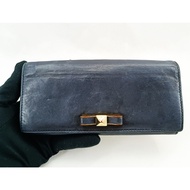 original FURLA full leather ribbon long wallet