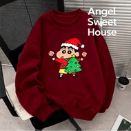 (24 Hours Delivery) Angel Official oversize Korean Style Round Neck Hip Hop Shirt Christmas Pattern 
