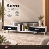 LUXE: Korra 6ft TV Cabinet TV Console 2 Drawer Marble Look Entertainment Unit | Kabinet TV