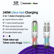 GOOJODOQ 4 in 1 240W Charging Type C PD Cable Super Fast Charging Silicone material high temperature
