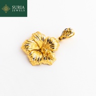 SURIA JEWELS | 2C Hibiscus Pendant Loket Bunga Raya (EMAS 916/22K)