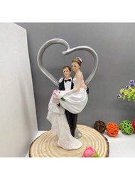 1個新郎扶著新娘的樹脂工藝裝飾品,適用於家居、臥室、婚禮和節日裝飾