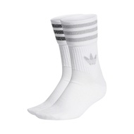 【Adidas】 襪子Glitter Crew 白灰中筒襪金蔥三線 HC9561