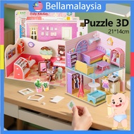 Bella Puzzle 3D Rumah DIY 3D House Puzzle House Interior   Creative Play  Educational Toy  Kids