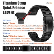 26mm 22mm Titanium Alloy Material Watch Strap for Garmin Fenix 7X 7 6X 6 Sapphire MARQ Approach S70 47mm S60 S62 Epix Gen2 Quatix Descent G1 Mk2 Mk2i Mk3i 51mm Enduro Tactix Delta