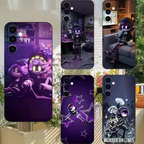 Funny Cartoon N-Murder Drones Phone Case For Samsung A72,A71,A72,A70,A53,A52,A51, Black Soft Cover T
