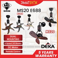 [Dual Mounting Fan] DEKA ECOLUXE Fan MS20 20" ECO688 20" Designer Ceiling Fan Wall Fan Premium Decor