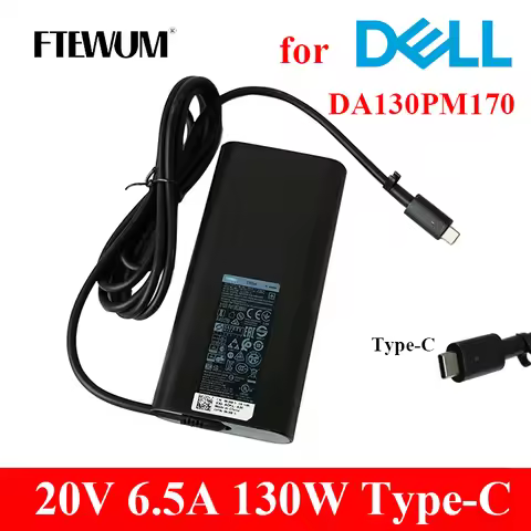 130W USB-C Type C AC Charger 20V 6.5A Laptop Adapter for Dell Precision 5530 XPS 15 9570 9575 XPS 17