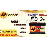 Car Battery Bateri Kereta〚 DIN105/DIN110 | 105AH | LN6 〛Banner AGM |   Start Stop | BMW Mercedes Ben