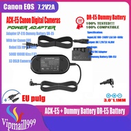 อะแดปเตอร์ไฟ AC ACK-E5 ACK E5 acke5 (LP-E5) สำหรับ Canon ดิจิตอล EOS Rebel XSI XS 450D 500D 1000D จูบ F X2 X3 t1i กล้อง DSLR