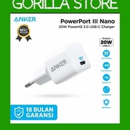 ANKER PowerPort III Nano 20W PowerIQ 3.0 USB C Charger ASLI