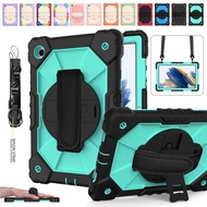 For Samsung Galaxy Tab A8 10.5 X200 X205 / Tab A7 10.4 T500 T505 T509 2022 Shockproof 360° Rotation Hand Strap &amp; Shoulder Strap Built in Kickstand Tablet Case Cover