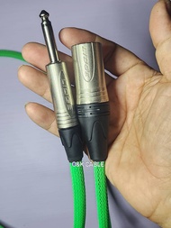 สายสัญญาณP.PHONE+P.XLRสายแจ็คกีตาร์สายไมค์ลอย(ปลอกไนลอนถักO&K CABLE) ปลั๊กLIDGEสีเงินยาว1ม./2ม./3ม./