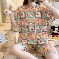 Round Neck Pajama Comfy Silk Printed Sleepwear Night Wear Home Wear Lounge Wear for Women