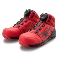 【💥2022 新款 BOA 免綁帶】Mizuno ALMIGHTY LSII 73M BOA F1GA2203 JSAA A級認證 安全鞋 運輸業 汽車維修 廚房 等推薦 3E 闊身設計 紅色x黑色