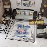 New Chinese Style Blue Lotus Shaped Tiles Hotel Restaurant Club High-End Living Room Patchwork Floor
