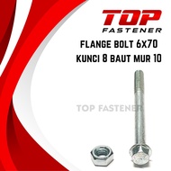 MESIN FLANGE Bolt 6X70 KEY 8 M6 WHITE MOTORCYCLE ENGINE BLOCK BOLT M6X70 HEX NUT THREAD 10