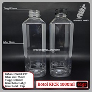 KICK 1000ml plastic bottle weighing 61g Thick 1 liter square plastic bottle/