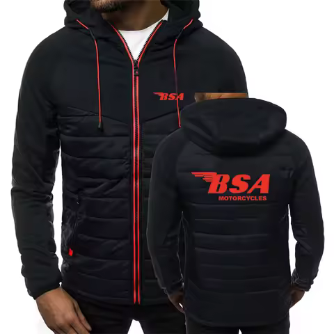 2023 Men New Bsa Motorcycles Spring Autumn 7 Color Zipper Hooded Cotton Jacket Sweatshirts Casual Pa