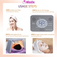 MissDe 7 Color Pdt LED Face Red Light Therapy Facial Skin Care Acne Treatment Therapy Mask Photon LED Light Therapy 7 Colors Heat Treatment Face Skin Beauty Machine
