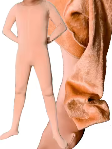 Unisex Fleece Thickness Warm Bodystocking Close Open Crotch Bodysuit Tight Thermal Underwear Lingeri