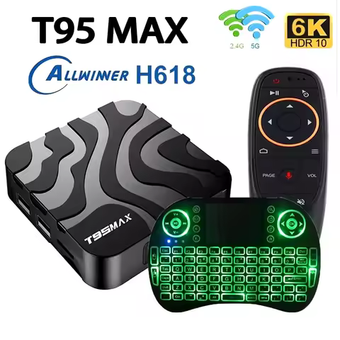Original T95 Max Smart TV Box Android14 Allwinner H618 6K 2.4G/5G BT5.0 Streaming Media Players Ultr