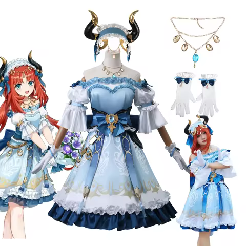 Nilou Cosplay Costume Genshin Impact Wig Lolita Girls Daily Wear Women Dancer Dress Carnival Hallowe