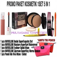 Paket Kosmetik Wanita Maybelline Lengkap 1SET / Paket Kosmetik Maybelline 5 in 1 Komplit Murah 1 Pak